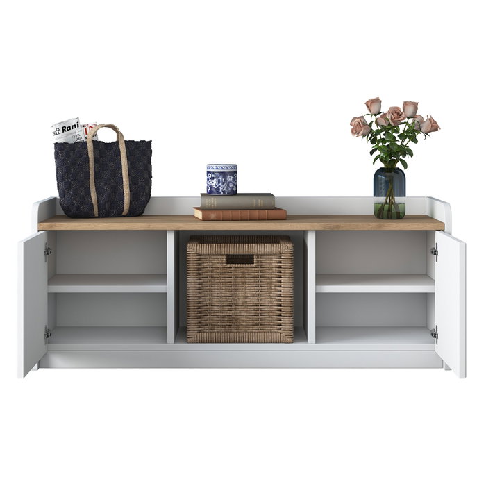 Hanah Home P2 - 1808 Zapatero Blanco y Nogal 120x45x40 cm